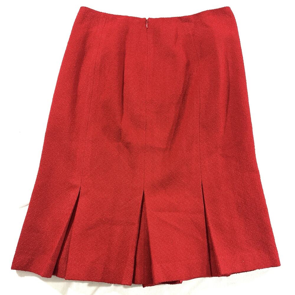 Neiman Marcus Exclusive Women’s Red Wool Blend Pleated Skirt Size 8 USA - Picture 7 of 7